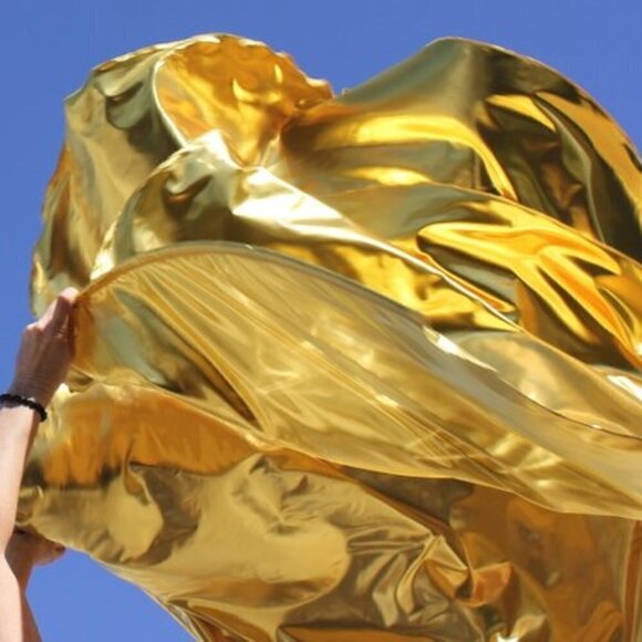 Refiner's Fire 14K Gold Flowy Worship Banner Praise Flags Set of 2 w/Flex Rods - Picture 1 of 7